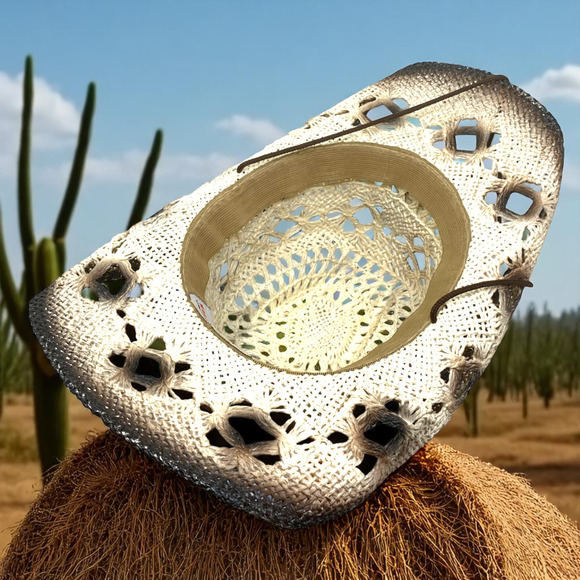 Wild Bull International Cowboy Cowgirl Hat Rodeo Rigid Straw Western Distressed - Picture 5 of 7